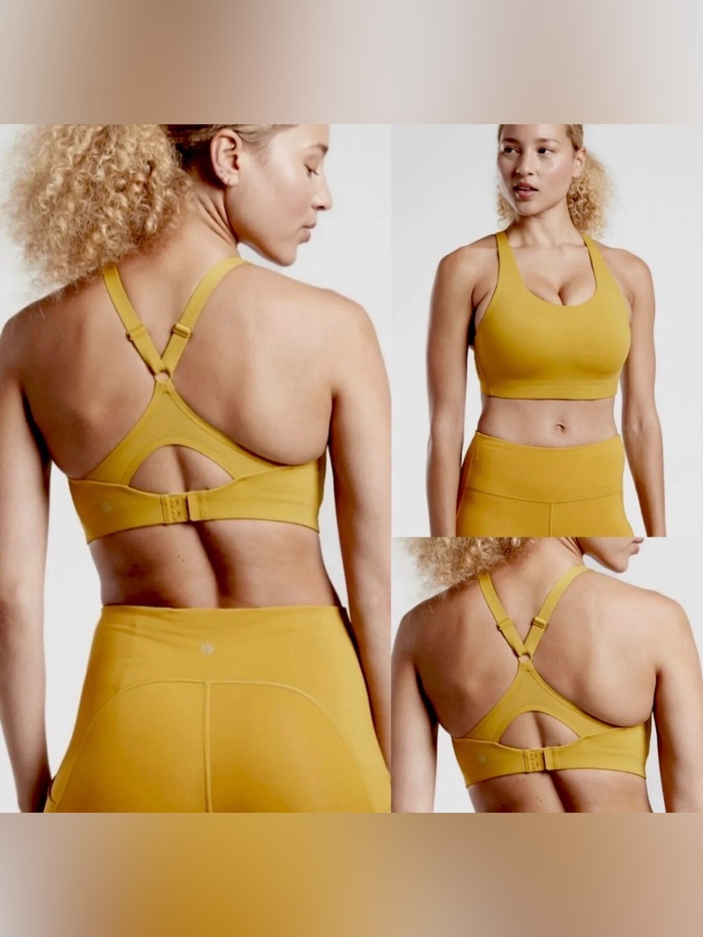 Athleta Advance Racerback Sports Bra Oxidized Yellow, 36DD - Picture 6 of 6